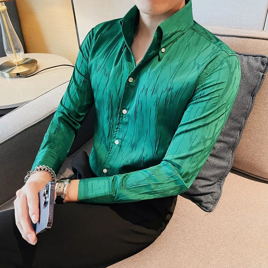 saferido Men Spring High Quality Fashion Slim Fit Long Sleeve Shirts/Male Fold Business Luxury Lapel Casual Shirts Chemise Homme S-3XL