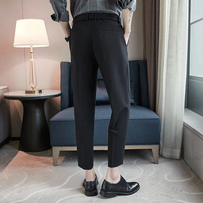 saferido British Fashion Versatile Slim Long Pants Men's Fashion Spring Clothes Office Suit Trousers Men Luxury Casual Suit Pants