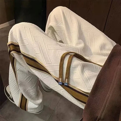 saferido Sweatpants for Men Stripe Trousers Straight Male Sweat Pants Wide Leg Baggy Vintage Tracksuit Bottoms Stylish Harajuku Fashion