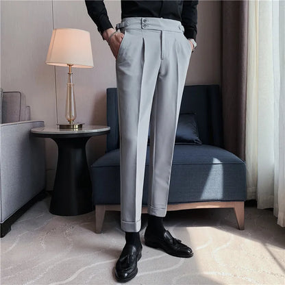 saferido British Style Autumn New Solid Business Casual Suit Pants Men Formal Pants High Quality Slim Fit Office Trousers Pantalon 29-36