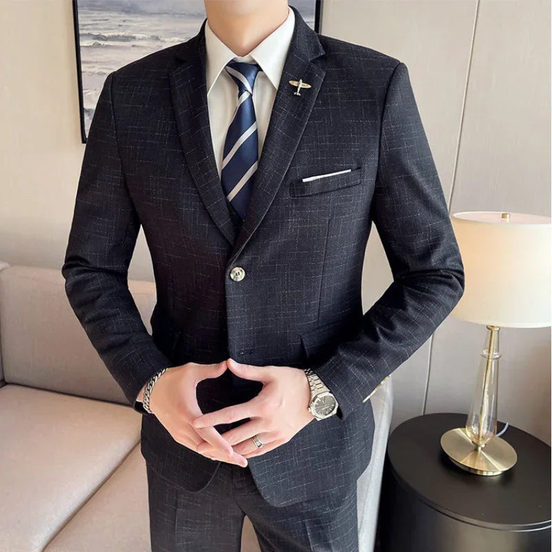 High Quality Men's Wedding Suit (suit + Vest + Trousers) Fashion Business Professional Suit Best Man Groom Wedding 3/2 Piece Set