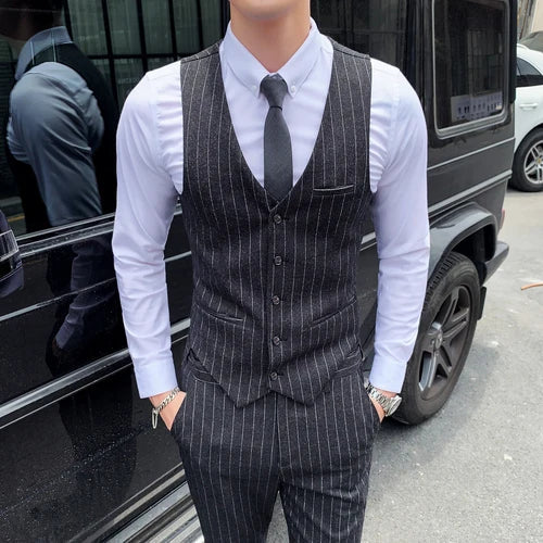 saferido Brand Clothing New Men's Suit Vest Dress Male Sleeveless Business Single Buckle Waistcoat Spring Autumn Plus Size S-4XL