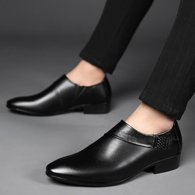 saferido Men Leather Shoes Formal Dress Shoes for Male Plus Size Party Wedding Office Work Shoes Slip on Business Casual Oxfords