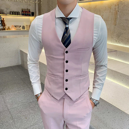 saferido Men spring high quality Business suit Vest/Male slim fit fashion office dress Blazers Vest 4XL-M
