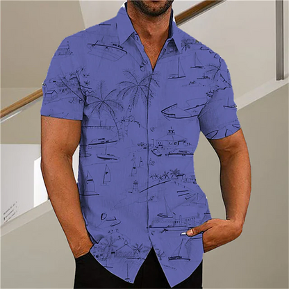 Men's Hawaiian Shirt Short Sleeve For Men 3D Coconut Tree Printing Blouse Tops Casual Oversized Tee Shirt Men Clothing
