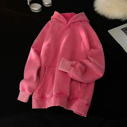 saferido Men Sweatshirts Washed Hoody Vintage Streetwear Baggy Fashion Harajuku Female Casual Hoodies