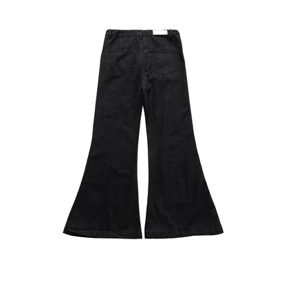 Y2K RO Style Wide Leg Black Vintage Jeans Flare Pants Men's Harajuku Solid Streetwear Baggy Casual Denim Trousers Oversized