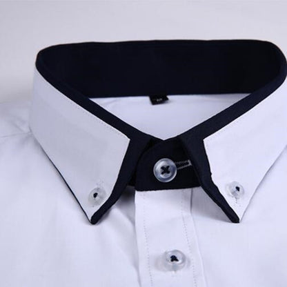 8XL Men Spring Autumn Business Dress Shirt Male Slim Fit Casual Long Sleeve Shirt High Quality Hombre Clothes Tops Black White