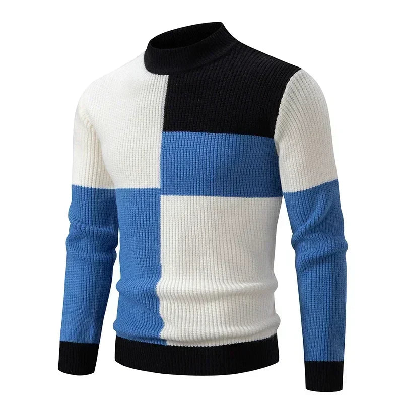 High Quality Men's New Autumn and Winter Casual Warm Neck Sweater Knit Pullover Warm Tops