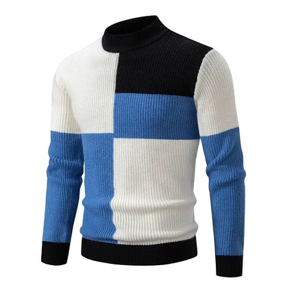 High Quality Men's New Autumn and Winter Casual Warm Neck Sweater Knit Pullover Warm Tops