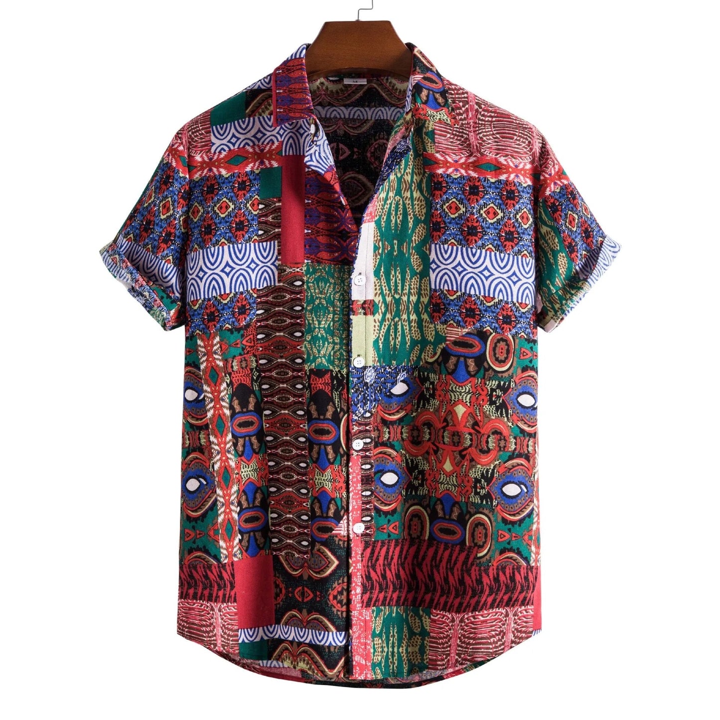 Mens Vintage Button Up Linen Shirts Slim Fit Short Sleeve Hawaiian Floral Shirt Men Casual Harajuku Streetwear Camisas Homme XXL