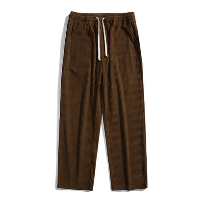 saferido Men's Casual Pants Loose Straight Corduroy Pants Elastic Waist Sweatpants Fashion Streetwear Spring Men Sports Jogger Trousers