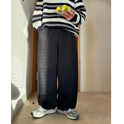 saferido Winter Plush Pants Men Warm Oversized Wide Leg Pants Men Streetwear Korean Loose Thick Sports Pants Mens Joggers Trousers S-XL
