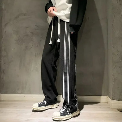 saferido Trousers Male Black Stripe Men's Casual Pants Straight Hip Hop Y2k New in Aesthetic Sale Harajuku Classic Summer Korean Style
