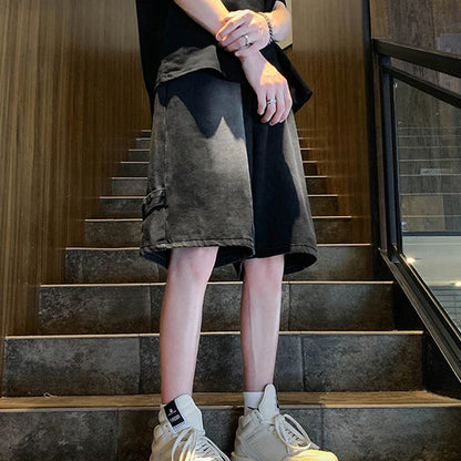 saferido New Mens Fake Zippers Jeans Shorts Korean Fashion Shorts Harajuku High Street Men Clothing Casual Shorts Streetwear Short Pants