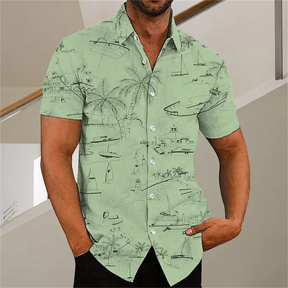 Men's Hawaiian Shirt Short Sleeve For Men 3D Coconut Tree Printing Blouse Tops Casual Oversized Tee Shirt Men Clothing