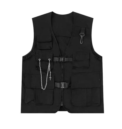 saferido Techwear Men's Shorts Set Tank Top Men Cargo Punk Rave Vest Male Shirt Streetwear Hip Hop Hippie Men Clothing Pockets