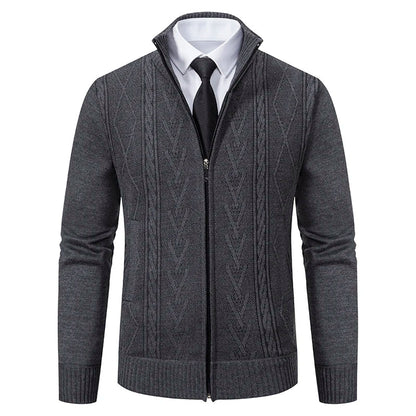 autumn and winter new cashmere padded warm casual men's knitted sweater coat