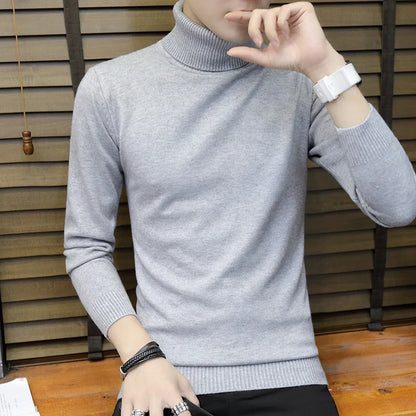 Men Casual Knit Sweaters/Male Slim Fit Turtleneck Tight Knit Shirt Men's Knitted Sweaters Autumn Winter