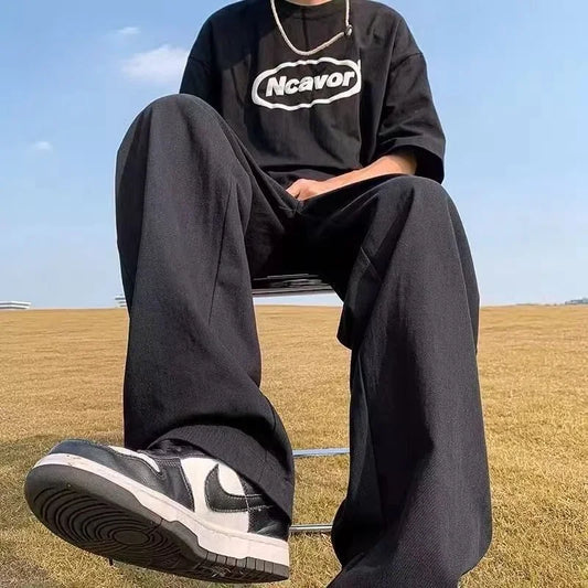 saferido Thin Sweatpants for Men Straight Trousers Man Sports Pants Plain Goth Summer Loose Xxl Tracksuit Bottoms Korean Y2k Slacks Gym