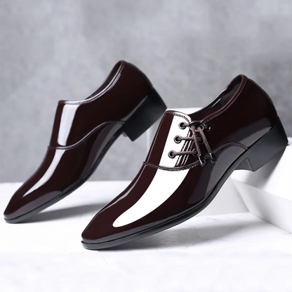saferido Trending Italian Patent Leather Shoes for Men Business Shoe Lace Up Oxfords Plus Size Male Wedding Party Shoes Men Black Leather