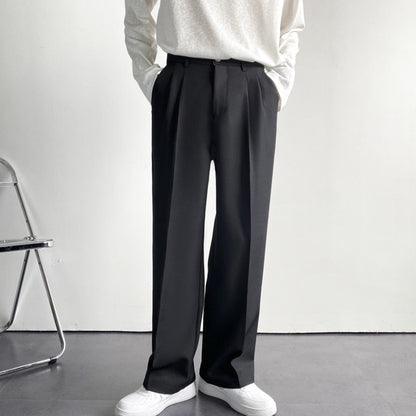 White Solid Men's Wide Leg Suit Pants Casual Fashion Brand Male Trousers Baggy Korean Style Pants Clothing