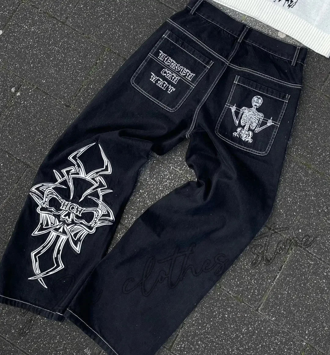 Street Popular Joker Solid Color Jeans Men Y2K New Harajuku Casual Loose Washed Straight Wide Leg Pants Unisex Vintage Trousers
