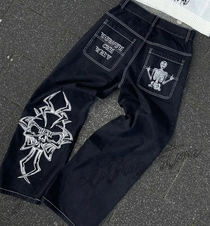 Street Popular Joker Solid Color Jeans Men Y2K New Harajuku Casual Loose Washed Straight Wide Leg Pants Unisex Vintage Trousers