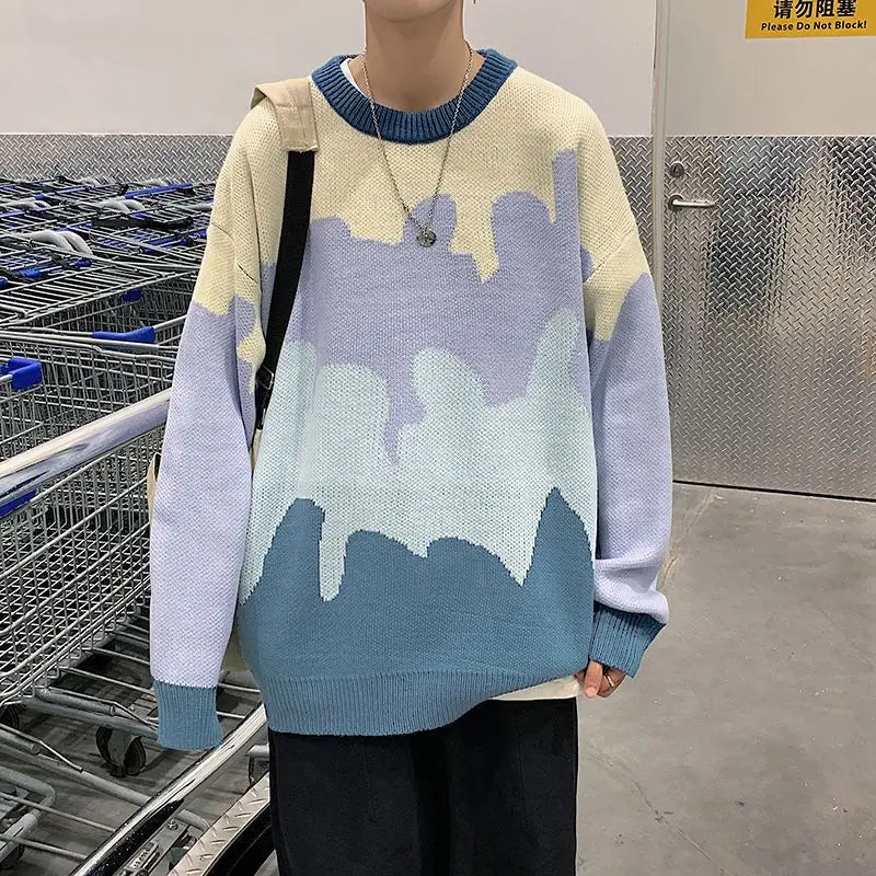 saferido Sweater Y2K  With Hearts Harajuku Fashion Men's Clothes Winter Trend Women's Print Oversize Korean Knit Hip Hop Clothing Sweater