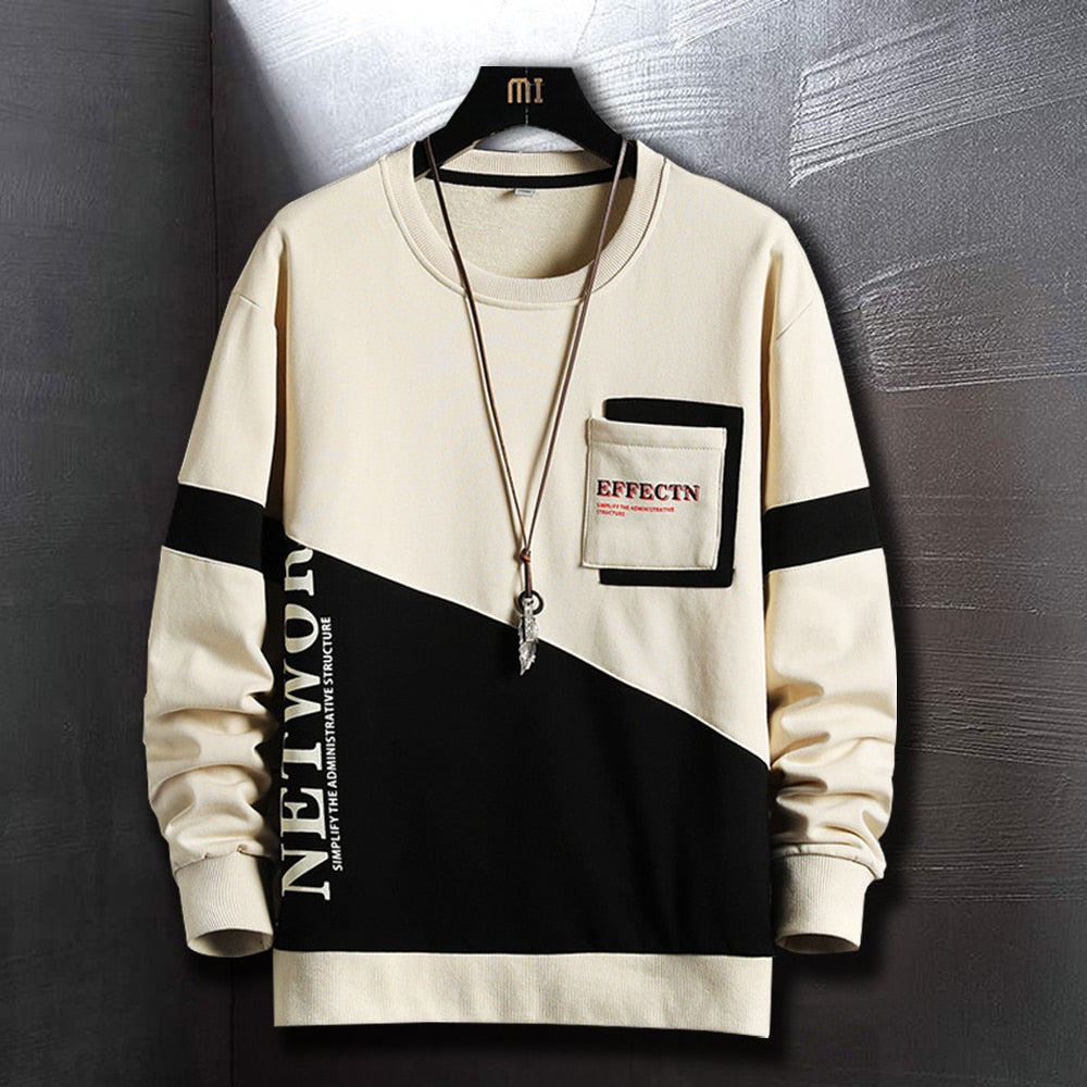 Harajuku Sweatshirt Men Fashion Clothing Streetwear Hip Hop Patchwork Sweatshirts Casual Clothes For Men Brand