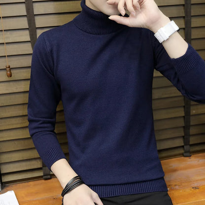 Men Casual Knit Sweaters/Male Slim Fit Turtleneck Tight Knit Shirt Men's Knitted Sweaters Autumn Winter