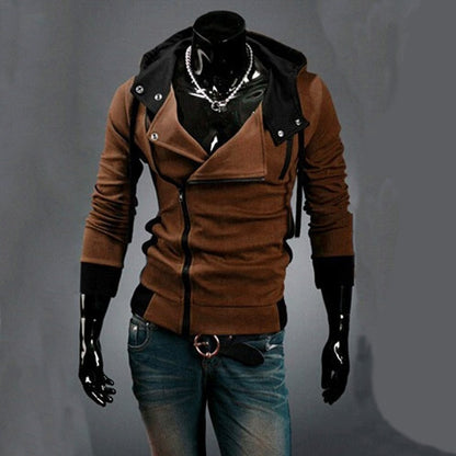 Casual Man Hoodie Sweatshirt Slim Male Zipper Streetwear Cardigan Hoodies Outerwear Black Sportswear Men Hooded Jacket
