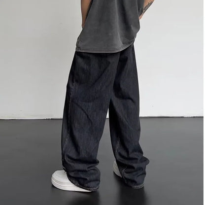 saferido New Summer Jeans Men Patchwork Denim Trousers Male Oversize Loose Casual Wide-leg Pants Streetwear Harajuku Clothing