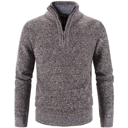 Winter Men's Fleece Thicker Sweater Half Zipper Turtleneck Warm Pullover Quality Male Slim Knitted Wool Sweaters for Spring