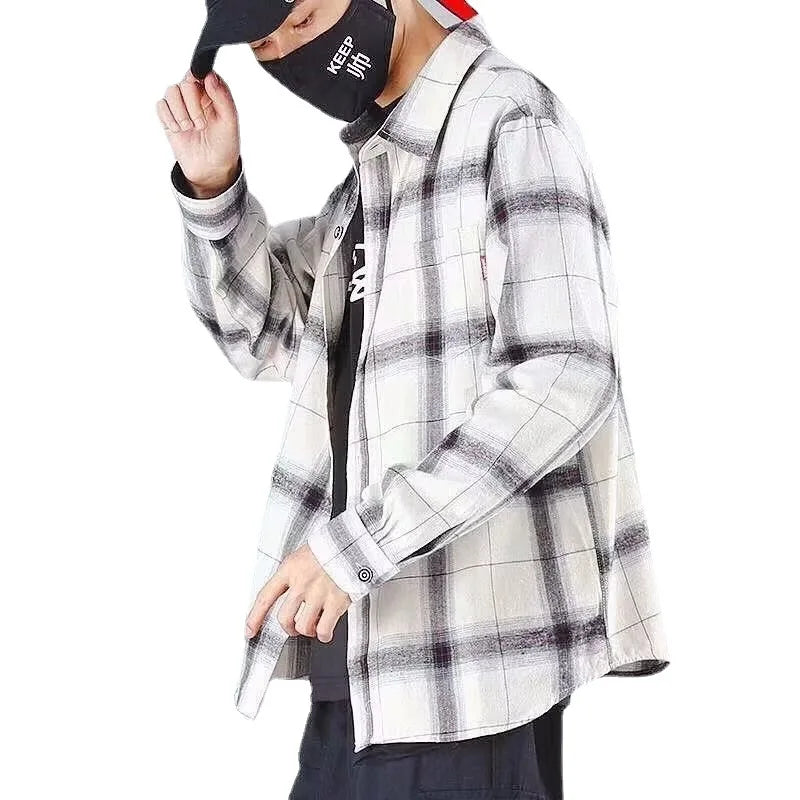 Men's plaid long-sleeved fashion new temperament shirt