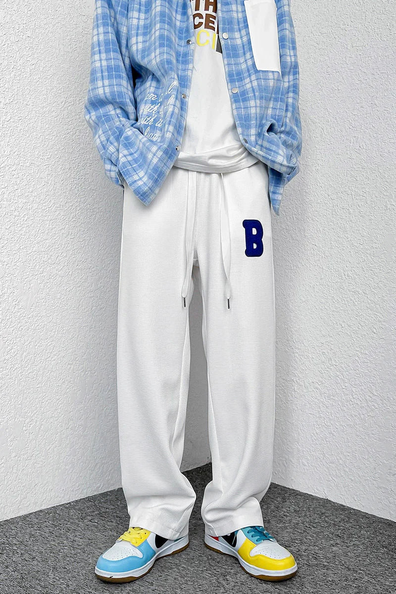 saferido Mopping Casual Trousers Spring Summer Oversize Fashion Sports Loose Flocking Letters Simple Pants Straight Wide Leg Aweatpants