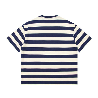 Color Match Striped 100% Cotton Short Sleeve Summer Tshirts for Men Round Neck Retro Patchwork Oversized Tees Casual Tank Tops