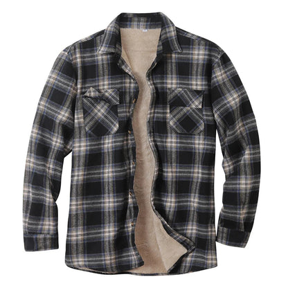 Casual camisas de hombre Winter Thick Plaid Shirts For Men Long Sleeve Sherpa Lined Shirt Fleece Jacket