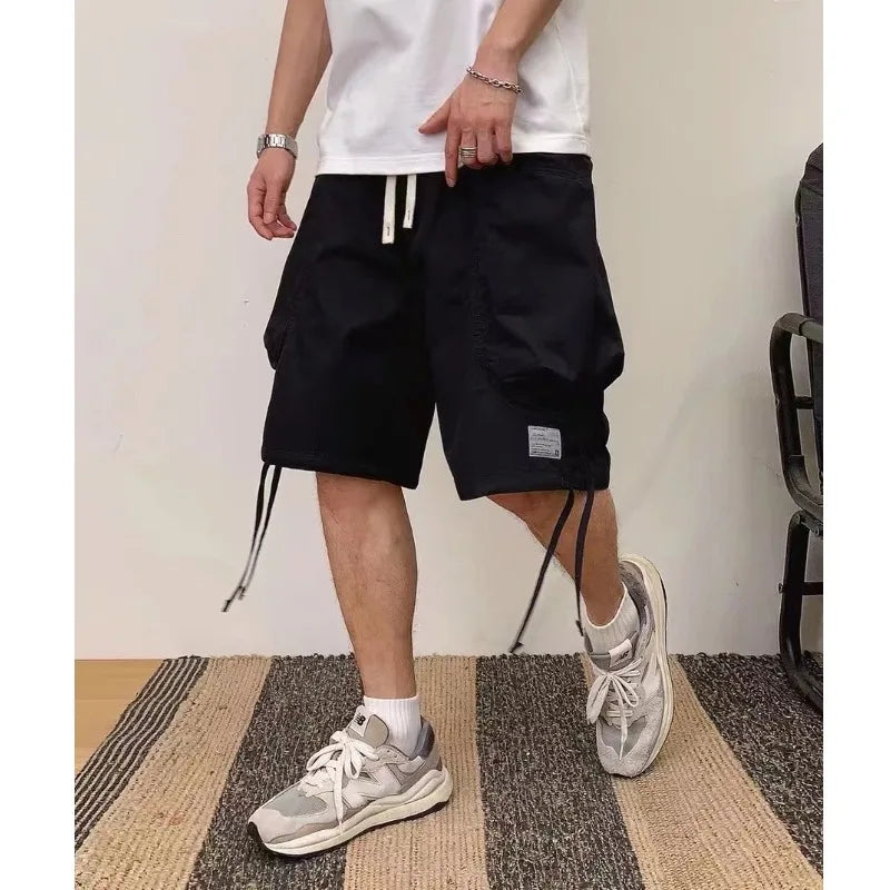 saferido New Harajuku Men Shorts Streetwear Jogger Shorts Women Mens Summer Loose Elastic Waist Hip Hop Shorts Solid Multi-Pocket