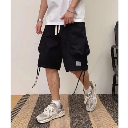 saferido New Harajuku Men Shorts Streetwear Jogger Shorts Women Mens Summer Loose Elastic Waist Hip Hop Shorts Solid Multi-Pocket