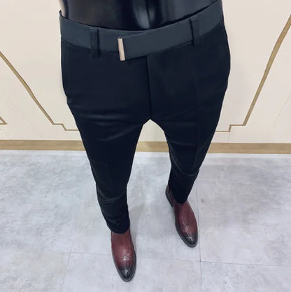 saferido  Men Gray Business Suit Pant Casual Formal Mens Dress Pants Spring Spring Pantalon Costume Slim Fit Suit Trousers 36