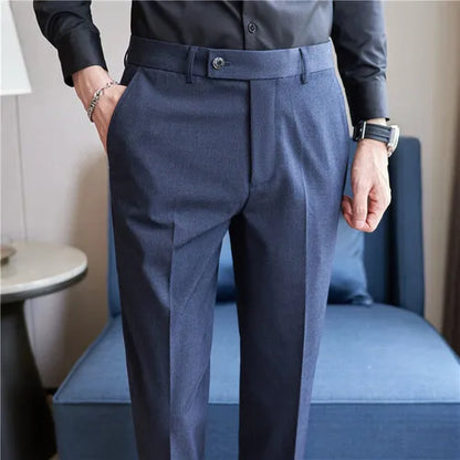 saferido Men Spring Autumn High Quality Casual Suit Trousers/Male Fashion Slim Fit Pink Business Suit Pants/Man Stretch Dress Pants 28-38