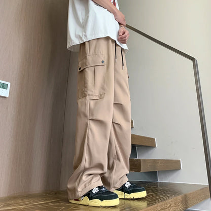saferido Men Korean Fahions Wide Leg Pants Mens Black Loose Casual Harem Pants Japanese Streetwear Joggers Sweatpants 5XL