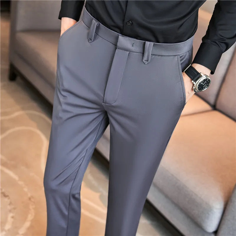 saferido Men Have High Spring Elasticity Business Trousers/Male Slim Fit Solid Color Dress Suit Pants Casual Pants 38