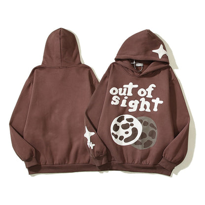 Foam Graffiti Zipper Hooded Hoodies for Men Fleece Casual Cardigan Coat Unisex Hip Hop Loose Sweatshirts