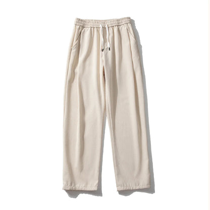 saferido Men's Corduroy Pants Trendy Brand Loose Straight Pants Korean Wide Leg Pants Couple Style Home Casual Pants Beige Black Brown