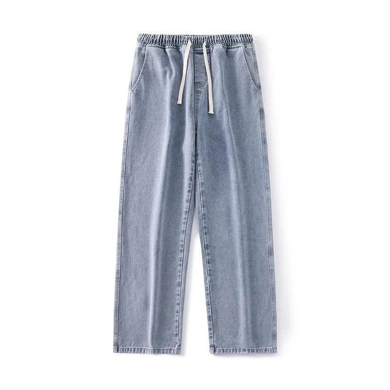 saferido Elastic waist jeans men's spring and autumn American loose straight leg casual versatile wide leg pants