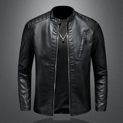 Men Leather Jacket Stand Collar Slim Pu Leather Jacket Autumn Fashion Men Motorcycle Causal Coat Male Moto Biker Coat
