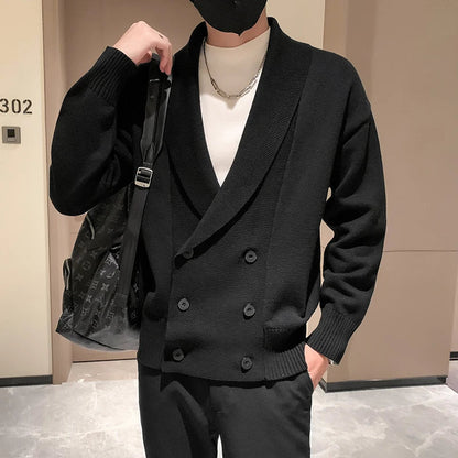 saferido Double-Breasted Cardigan Sweater Men Spring Clothes Knitted Sweater Coat Pure Color Men Casual New Slim Fit Brand Clothes S-3XL