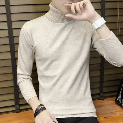 Men Casual Knit Sweaters/Male Slim Fit Turtleneck Tight Knit Shirt Men's Knitted Sweaters Autumn Winter